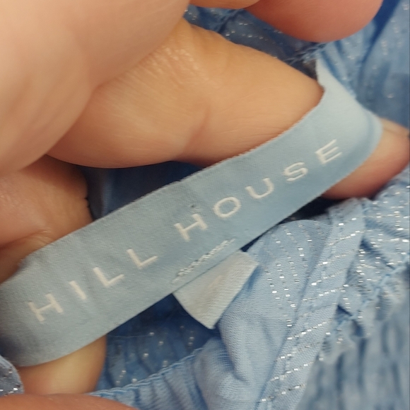 Hill House The Nesli Nap Tiered Midid Dress Blue with Silver Threading - Picture 4 of 7